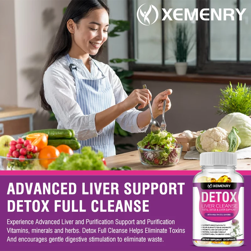 Liver Detox Supplement Capsules with Milk Thistle Dandelion Liver Care Toxin Removal Improved Digestion