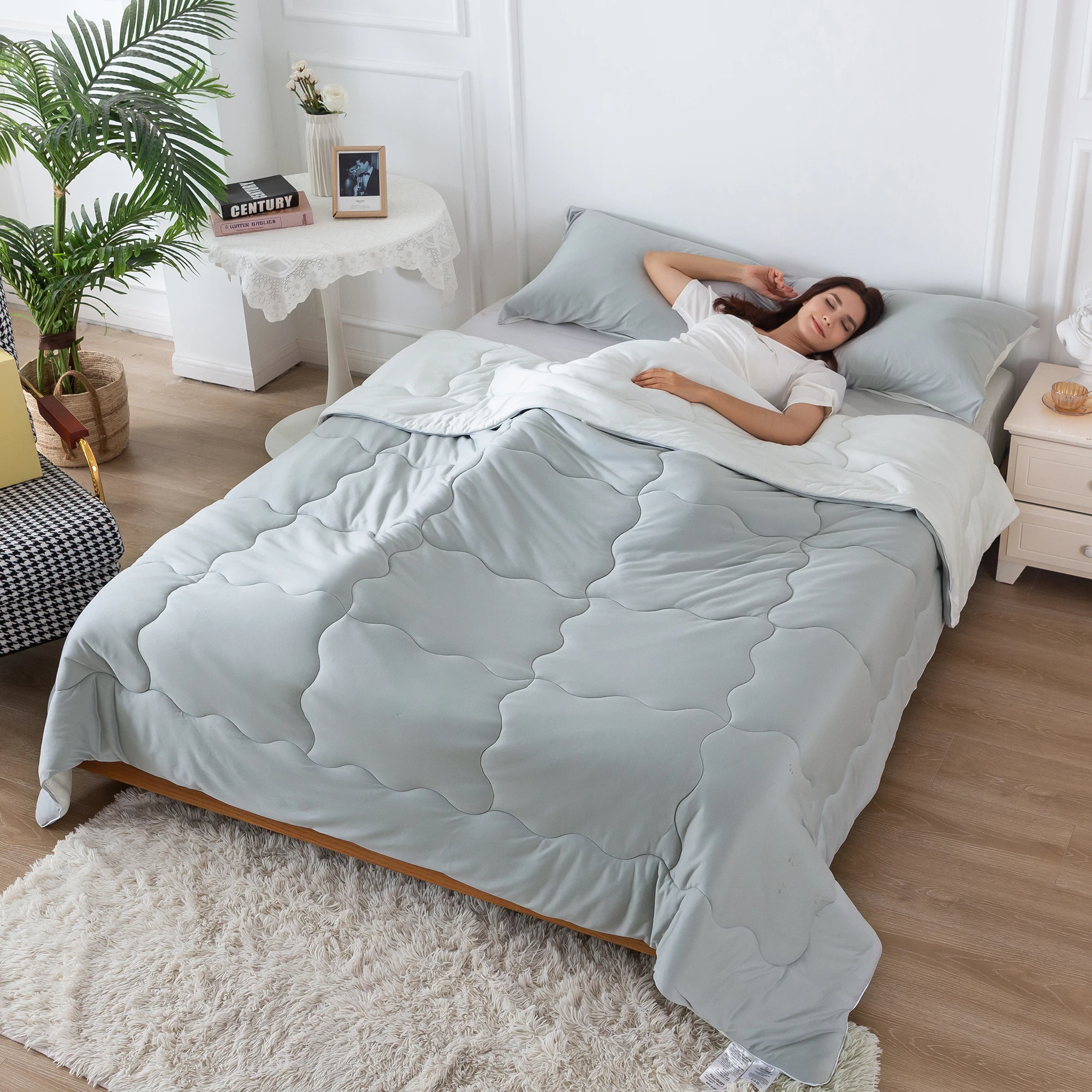 

Solid Single and Double Villous Winter Quilt, Cotton Quilt Thick Warm Quilt Core Winter Student Bedding Space Quilt