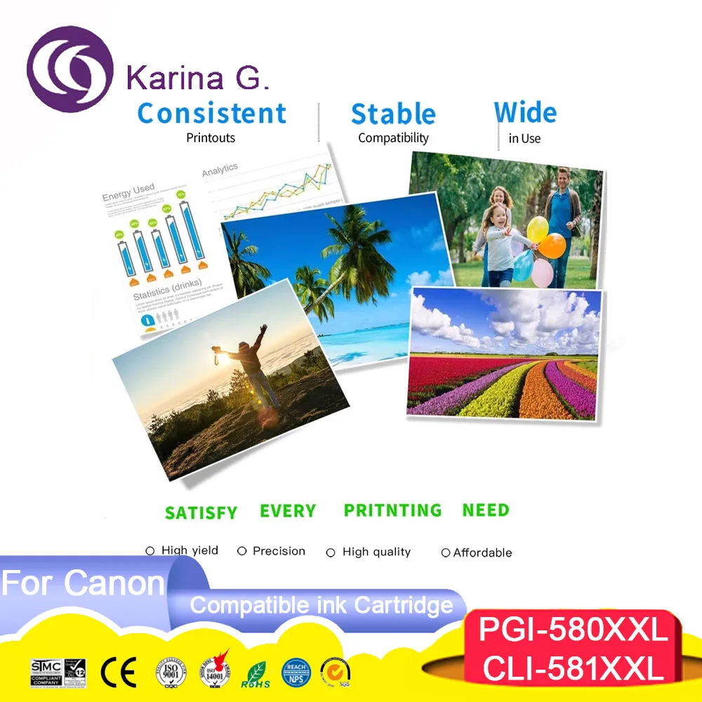 For 580 581 PGI-580 CLI-581 PGI580 580XL ink cartridge For PIXMA TR7550 TR8550