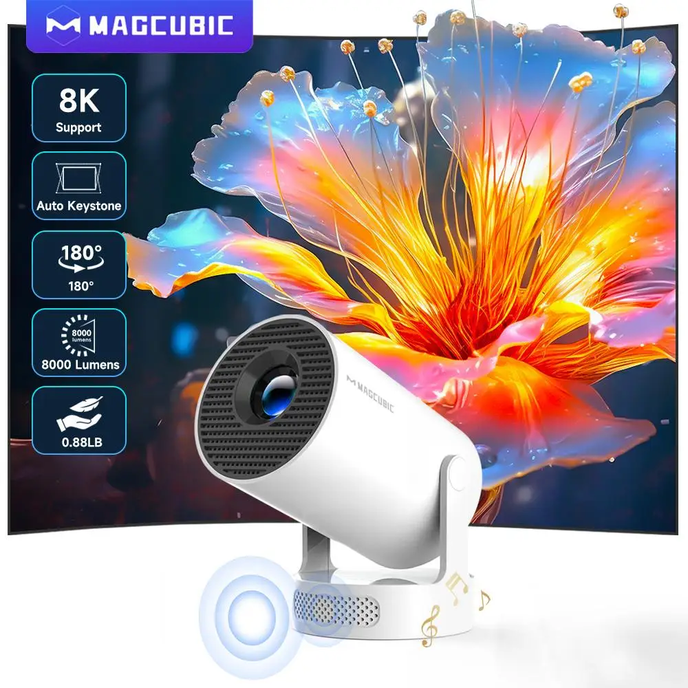 Magcubic 8K Wifi6 Projector 290ANSI Android 14 Dual WIFI Allwinner H726 BT5.4 1280*720P Home Cinema Outdoor Portable HY300 Pro +