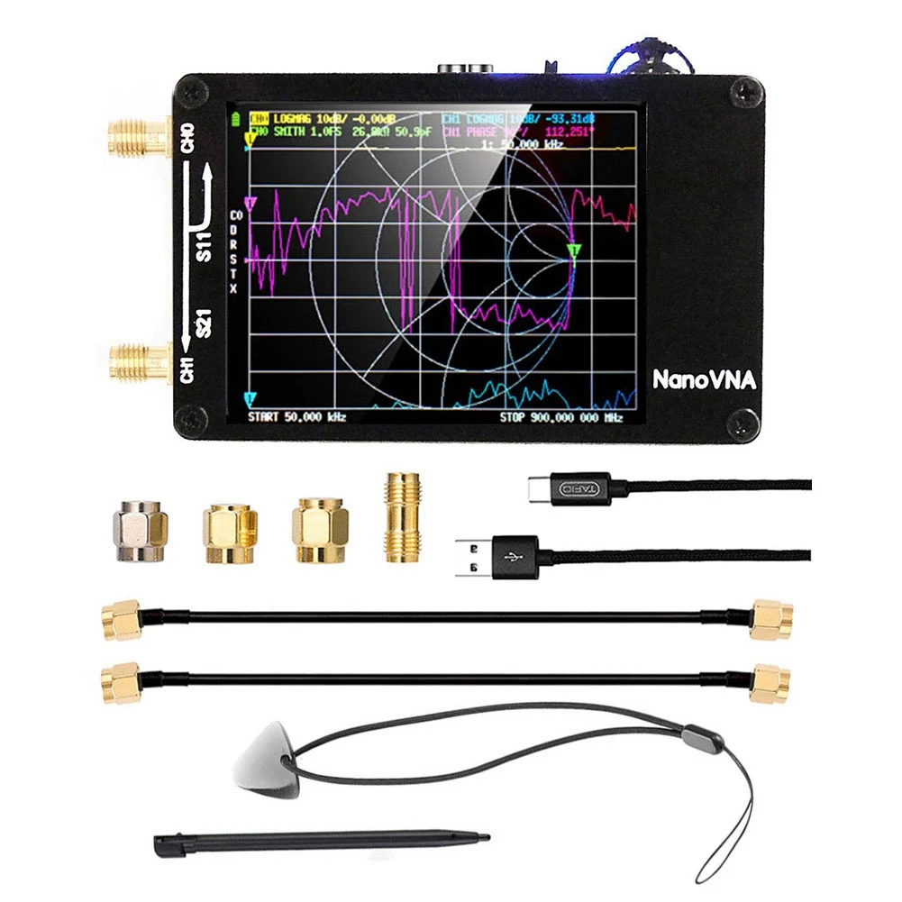 

Upgraded NanoVNA-H Vector Network Antenna Analyzer 10KHz-1.5GHz MF HF VHF UHF for SD Card Slot Digital NanoVNA Tester