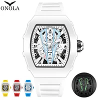 Gift Box Watches for Man ONOLA 3826 Fashion White Quartz Wristwatches Luminous Calendar Waterproof Silicone Strap Man Watch