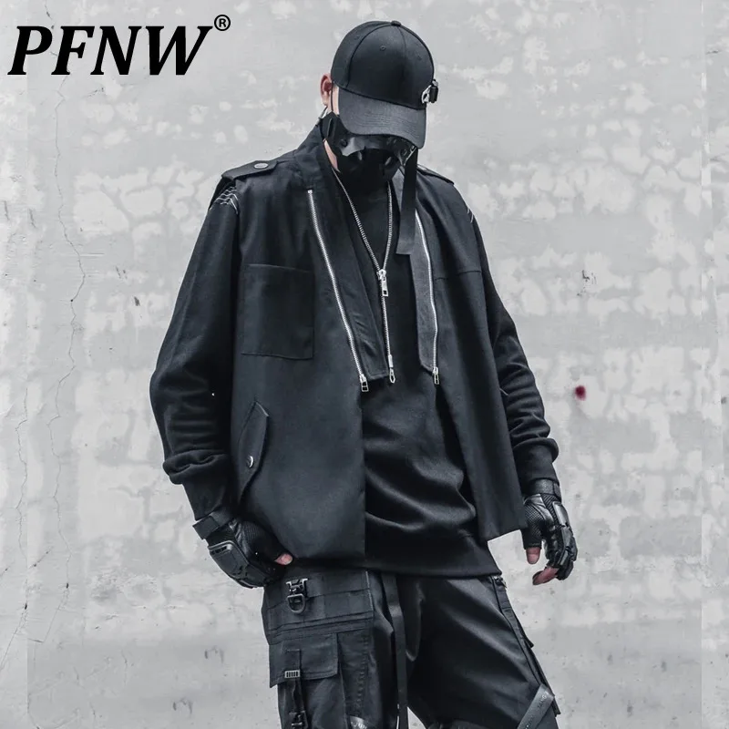 

PFNW Men's New Deconstruction Avant-garde Zipper Design Vest Darkwear Sleeveless Coats Gothic Fashionable Waistcoat Tide 12Z4178