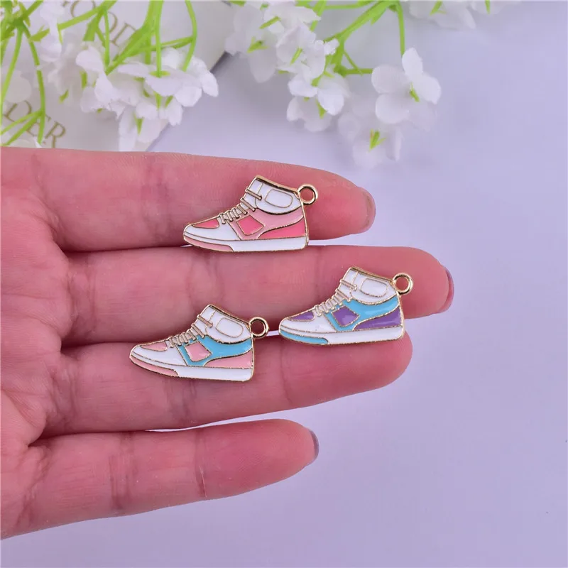 

10pcs Fashion Sport Shoes Metal Charms Enamel Pendant for Earring bracelet Jewelry Making Craft DIY