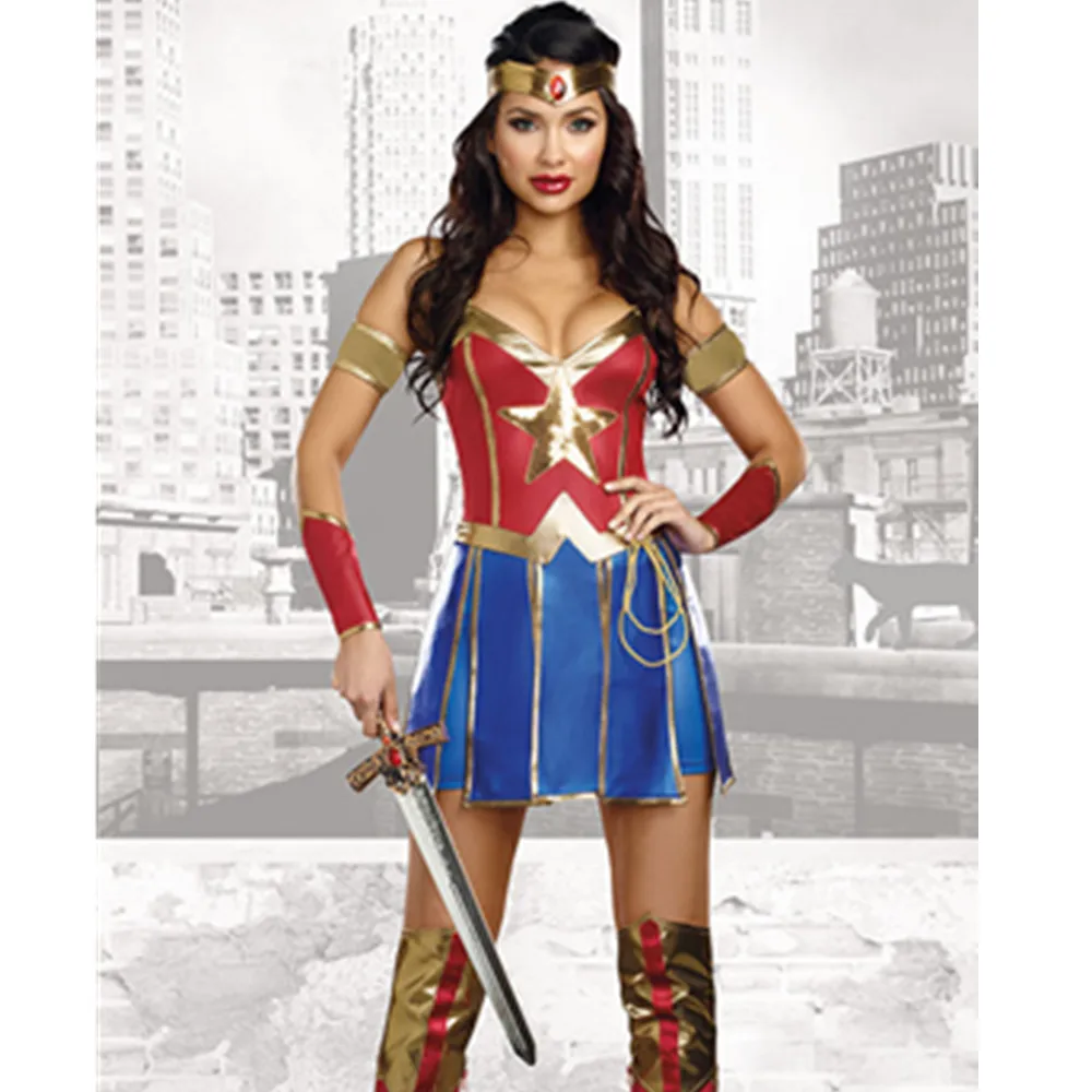 Wonder Cospplay Costume Deluxe Adulto Alba Della Giustizia Donna Costume Di Halloween Supereroe Dressing-Up