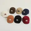 2025 model Letter Embroidered Baby Cap Summer Toddler Boys Girls Cotton Baseball Caps Solid Color Kids Adjustable Peaked Hat 1