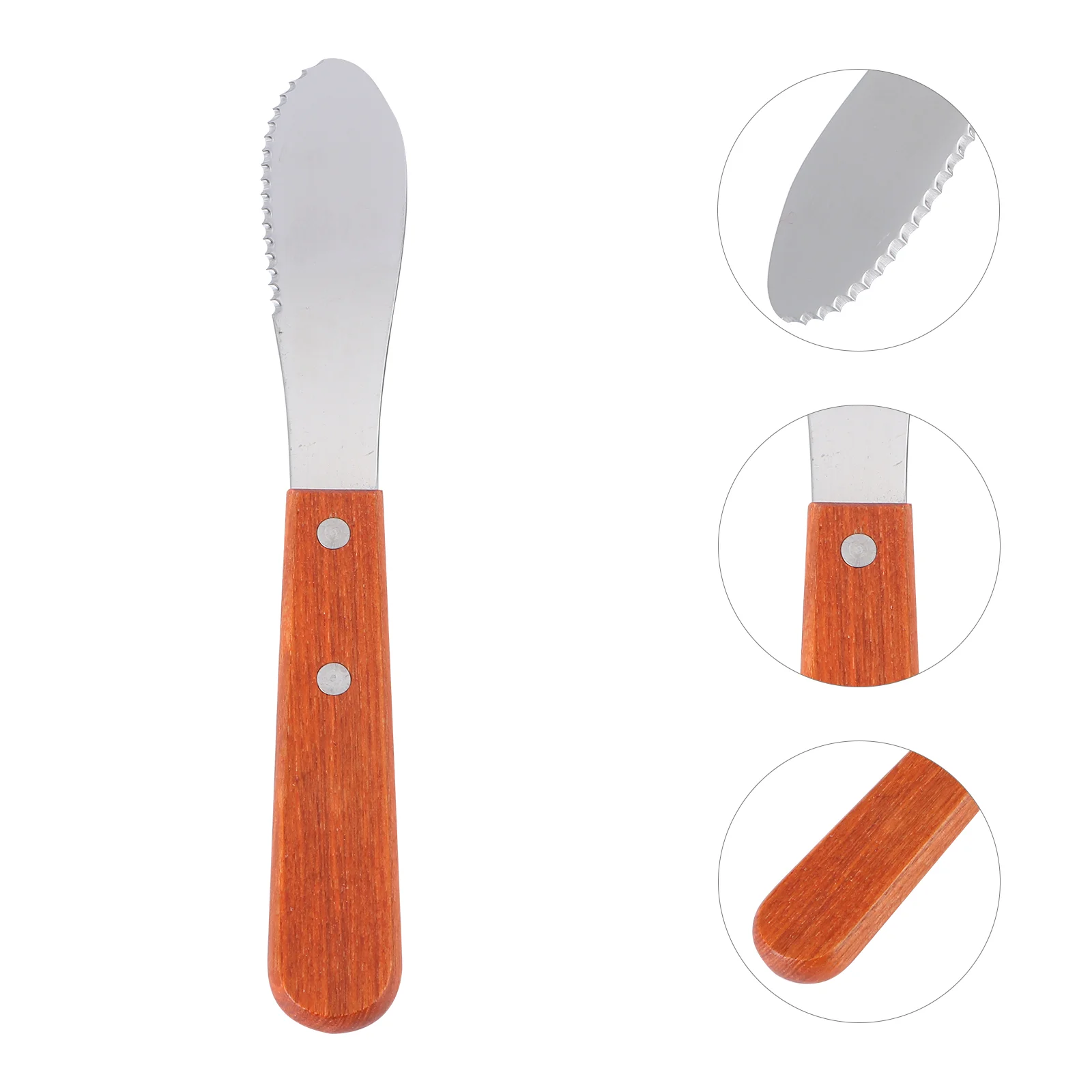 

1pc Stainless Steel Serrated Butter Wooden Handle Cream Spatula Cheese Spreader for Cake Smoother Pastry