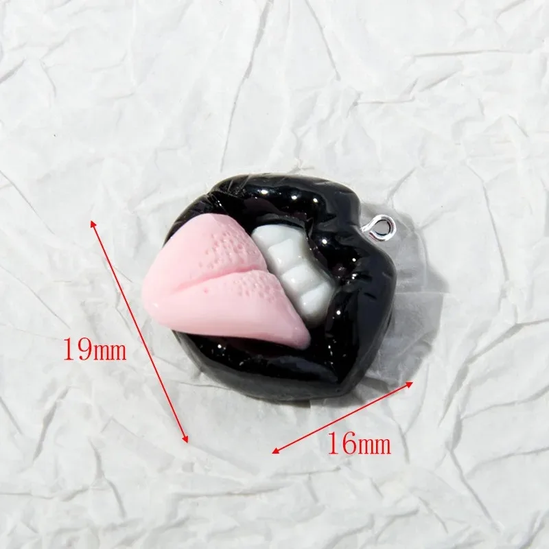 10개/세트 귀여운 빨간 입술 모양 플랫 레진 참 장식품, 쥬얼리 제작 액세서리 DIY 귀걸이 목걸이 키체인 장