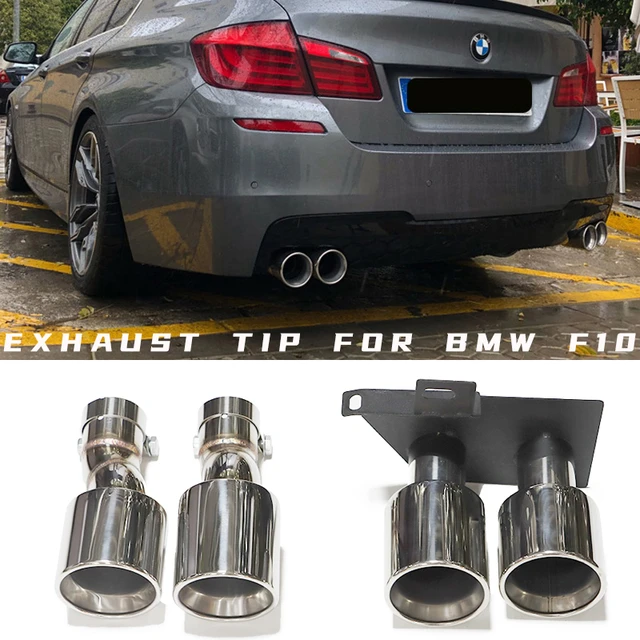 Doppel auspuffs pitze Edelstahl Schall dämpfer spitze für BMW F10 F11 520i  523i 525i 528i 530i geändert m5 Stoßstangen auspuffrohr - AliExpress