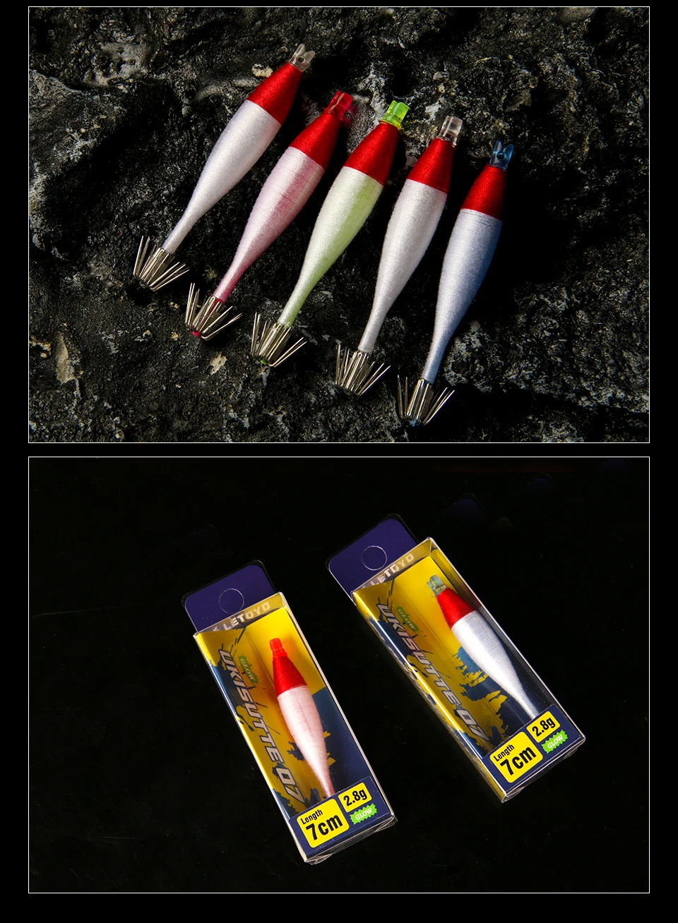 LETOYO leuchtende UV-Baumwollseide, schwimmende Tintenfisch-Jig, handgebundener Haken, künstlicher Köder für Webfoot, Oktopus, Tintenfisch, Meeresangelköder – Detail 6