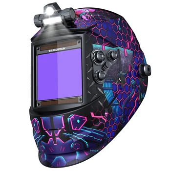 Maschera per saldatura ARCCAPTAIN Sensore a 4 archi Oscuramento automatico Casco per saldatura Grande visualizzazione 3,94" x 3,66" TRUE Colore 1/1/1 Cappuccio per saldatore