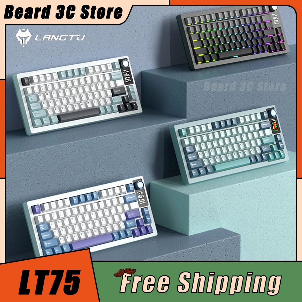 

Langtu LT75 Mechanical Keyboard Custom Screen Multifunctional Knob Tri Mode RGB Wireless Gaming Keyboard Hot Swap Gasket Pc Gift
