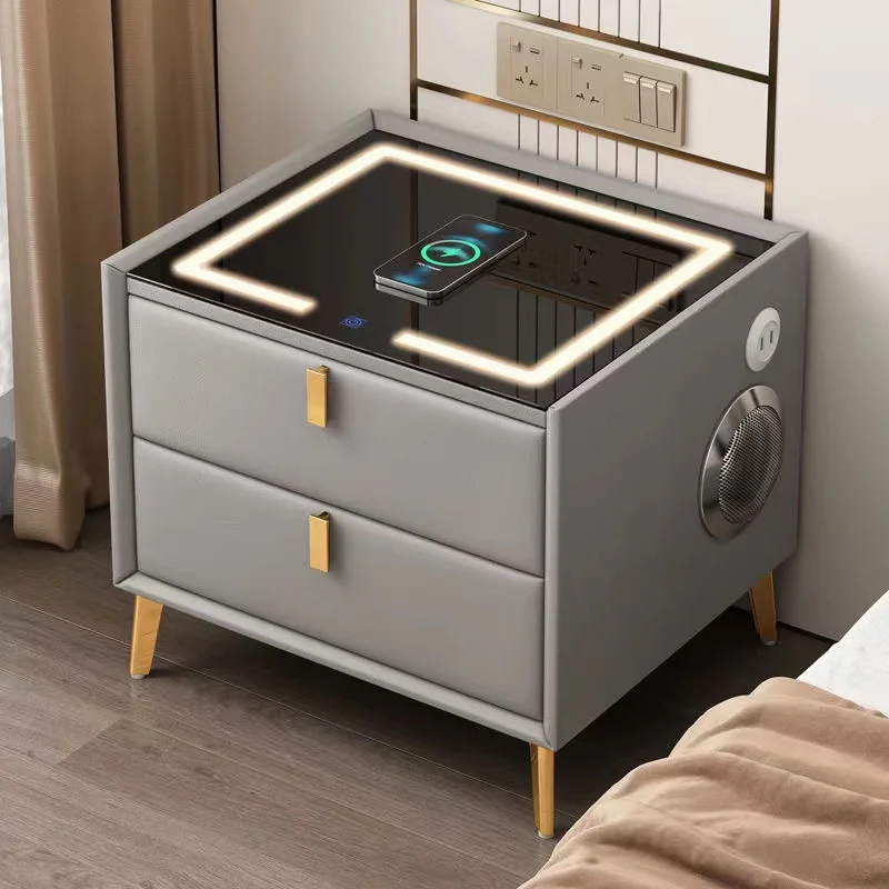 

Storage Modern Nightstands Organizer Smart Bedside Wood Nightstand Wireless Charger Drawers Table De Chevet Home Furniture 40WRX