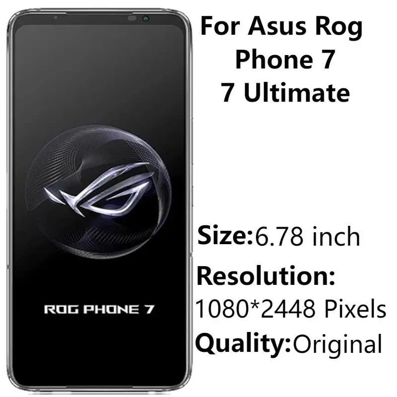 6.78 "Amoled Per Asus Rog Phone 7 Display Lcd Touch Screen Digitizer Assembly Parti Di Ricambio Per Asus Rog Phone 7 Ultimate Lcd