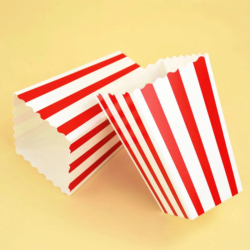10 Stück Popcorn-Papierboxen, Eimer, rot, weiß, gestreift, Popcorn-Beutel, Snackbehälter, Filmnacht, Geburtstage, Festival, Partyzubehör – Detail 2