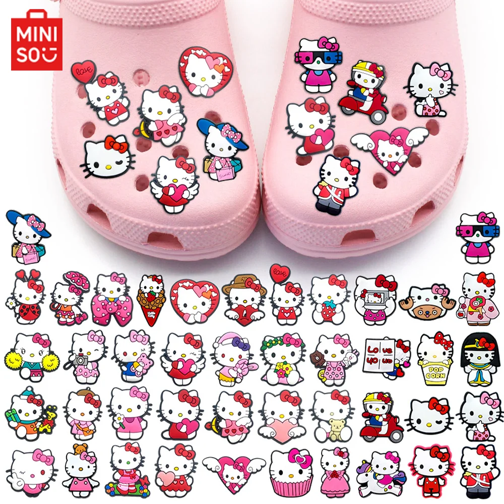 MINISO Hello Kitty Sanrio cartoon cat 1pcs DIY shoe charms Accessories buckle clogs sandals pin decorate kid girl gift