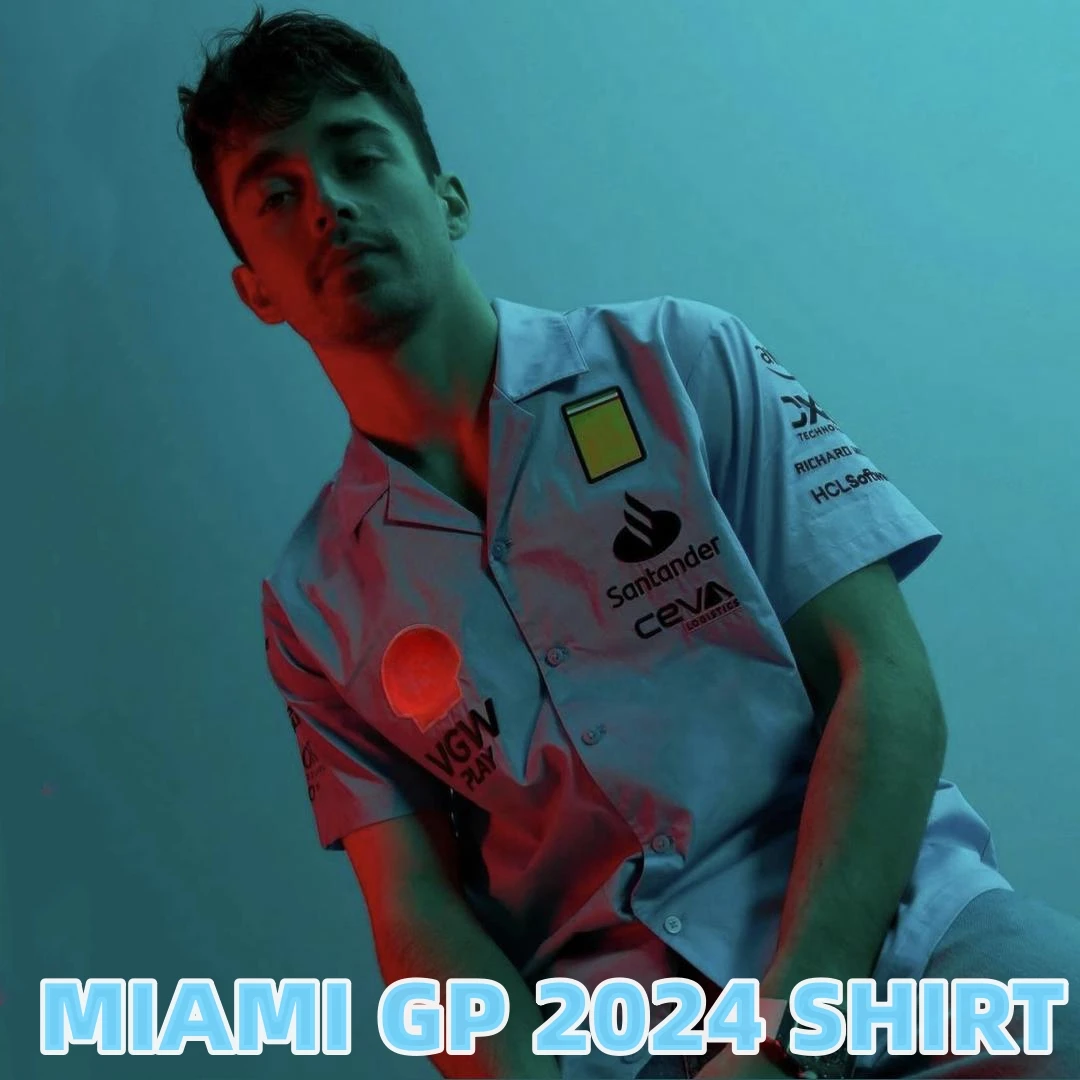 

2024 SF Team Charles Leclerc Miami GP Blue Shirt Uniform Carlos Sainz Shirt T-shirt Fan Supporter Tees