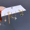 2023 New Design Cute Small Animal Pendant Dangle Earrings Set Gold Plated Green Cubic Zirconia Women Jewelry 3