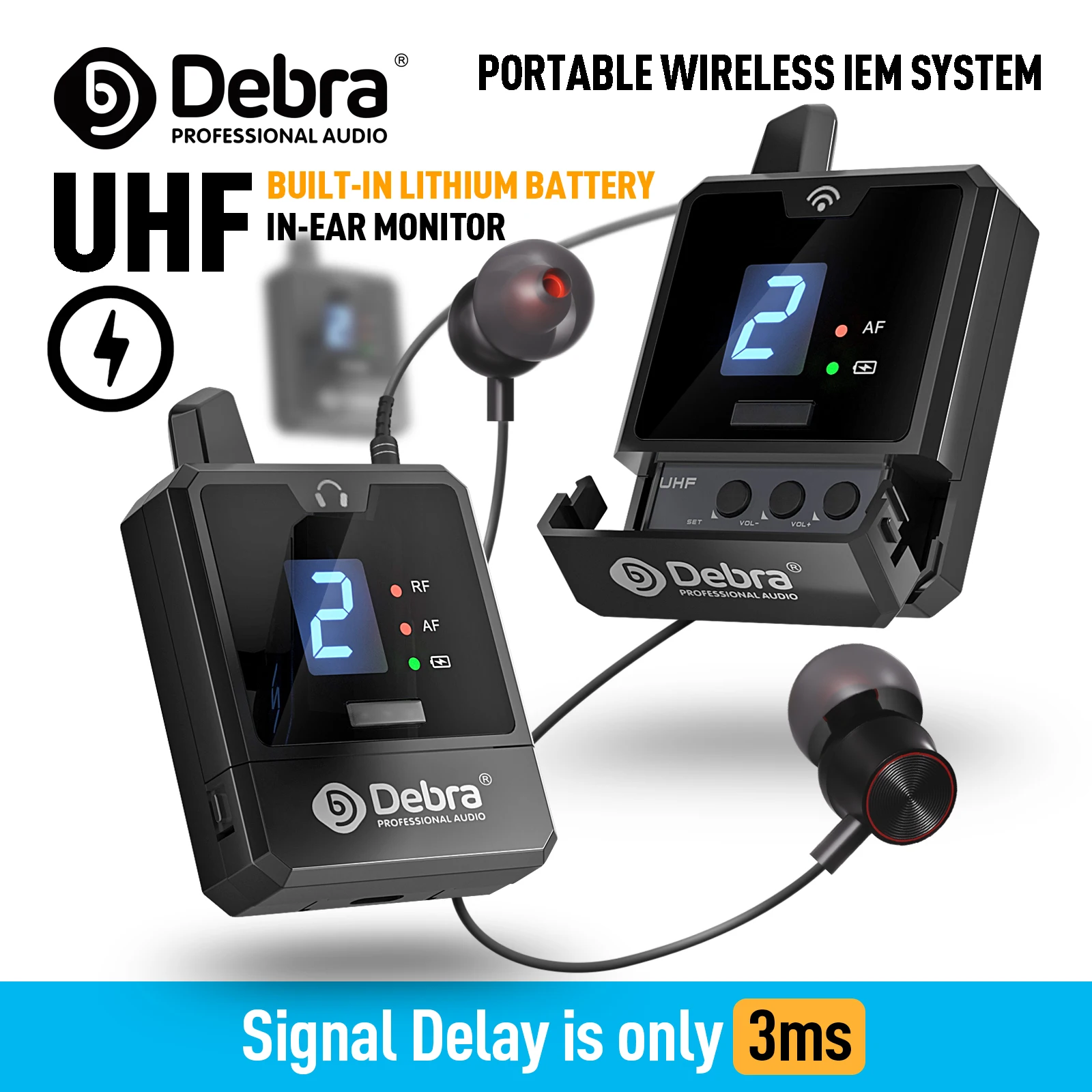 Wireless In Ear Monitor Debra Audio IEM Er-Mini Wireless In-Ear Monitor System Protable Li-on Rechargeable For Audio Professional Stage Monitoring