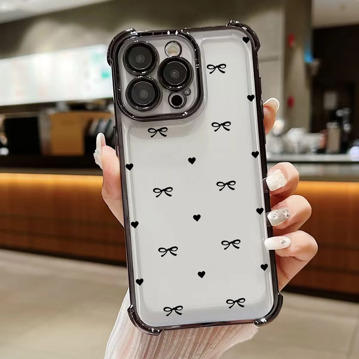 Elegant Love Heart Bowkont Plated Phone Case