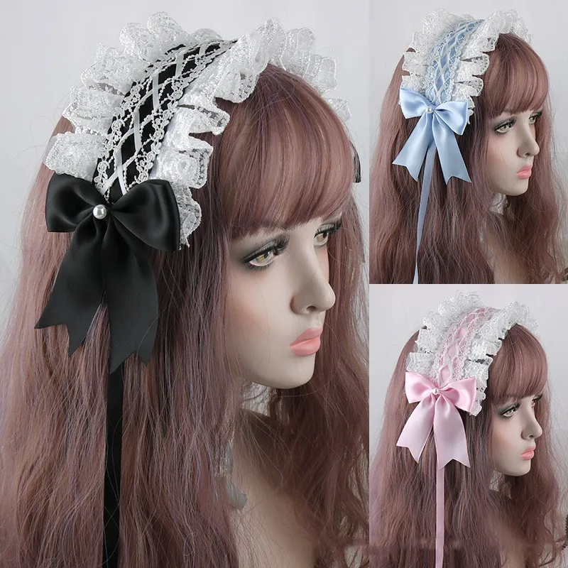 

Gothic Lolita Headdress Maid Lace Handmade Versatile Hair Accessories Cute Cosplay Headbands Sweet Hairpin