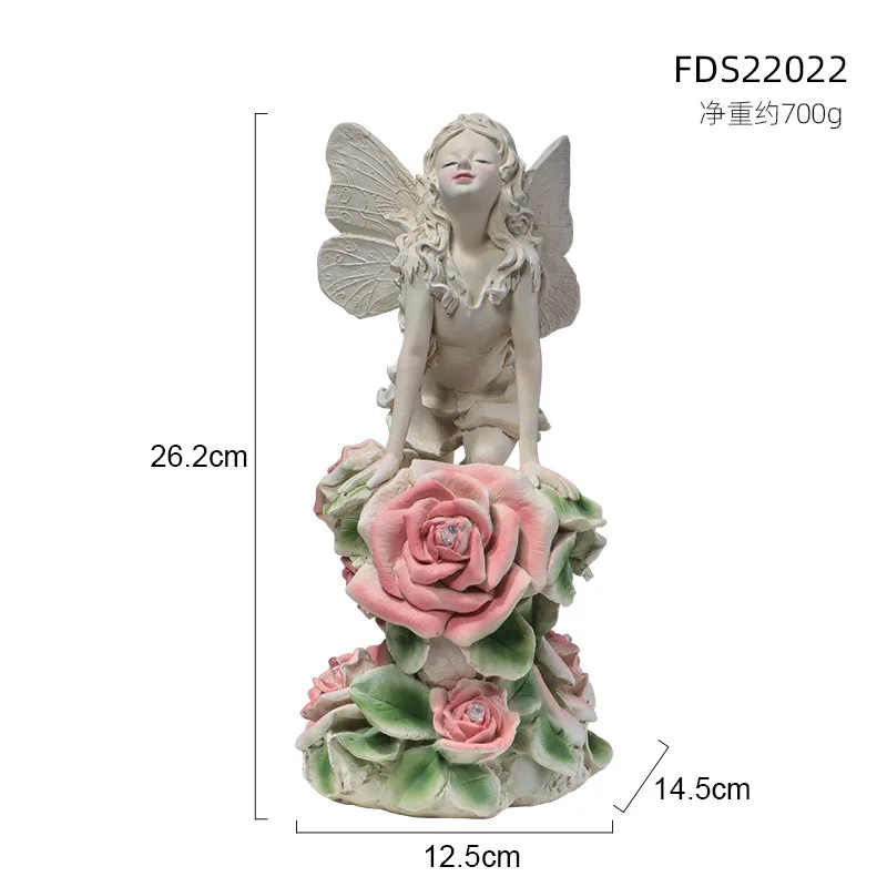 

Rustic Style Solar Flower Fairy Solar Resin Crafts Garden Patio Villa Decoration Night Light Star Lights for Bedroom Adult