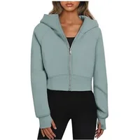 Women Long Sleeve Zip Up Hoodies Cropped Sweatshirts Fall Spring 2024 Outfits Casual Hooded Tops 1