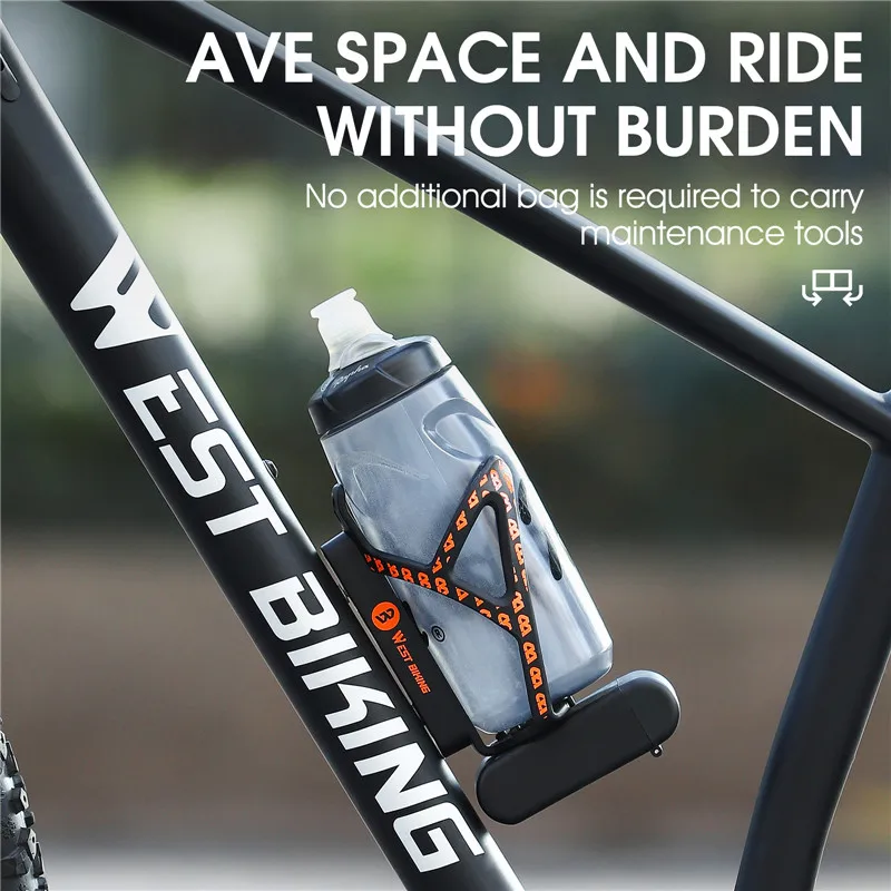 WEST BIKING Bike Water Bottle Cage 3 In 1 Stable Bicycle Bottle Holder Tire Lever Tool Box Cycling Bottle Cage Bike Accessories