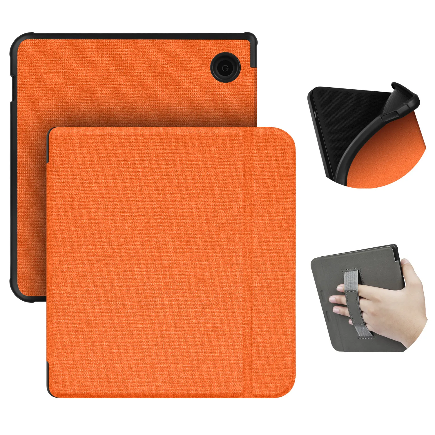 Premium Soft Fabric Smart Case with Hand Strap for Kobo Libra - Magnetic Protective Slimshell Cover