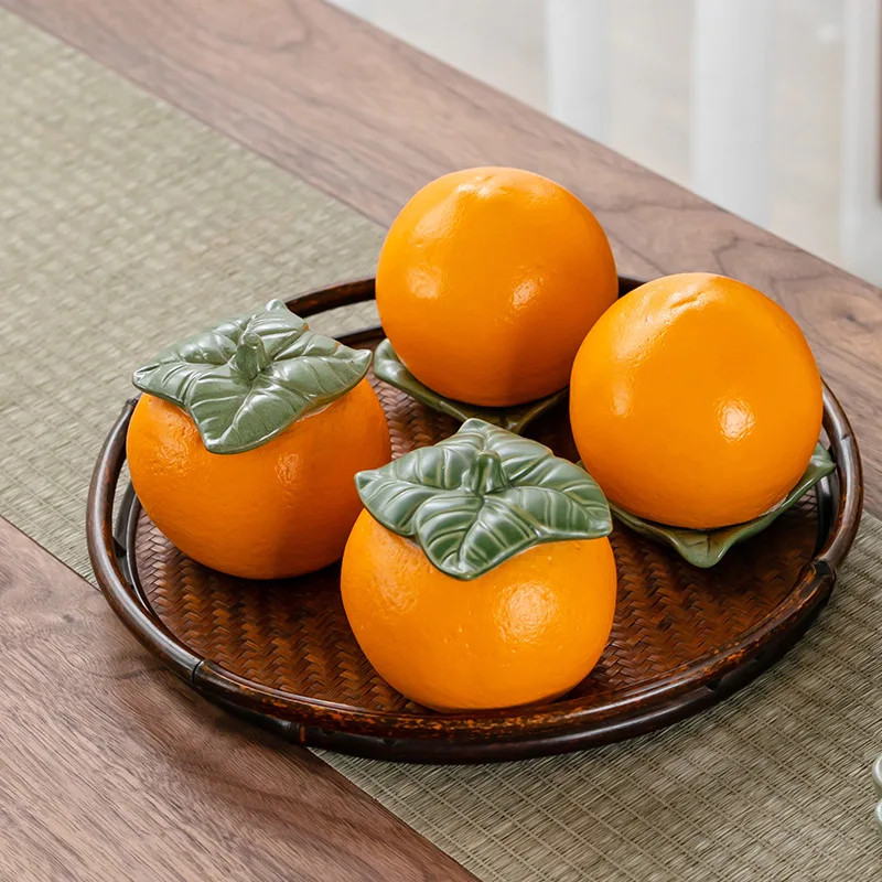 Artificial Fruit Storage Tank Ceramic Sealed Storage Jar Tea Caddy Peach Container Orange Tea Organizer Box Mini Cartoon Jar tea canister ceramic storage jar airtight container