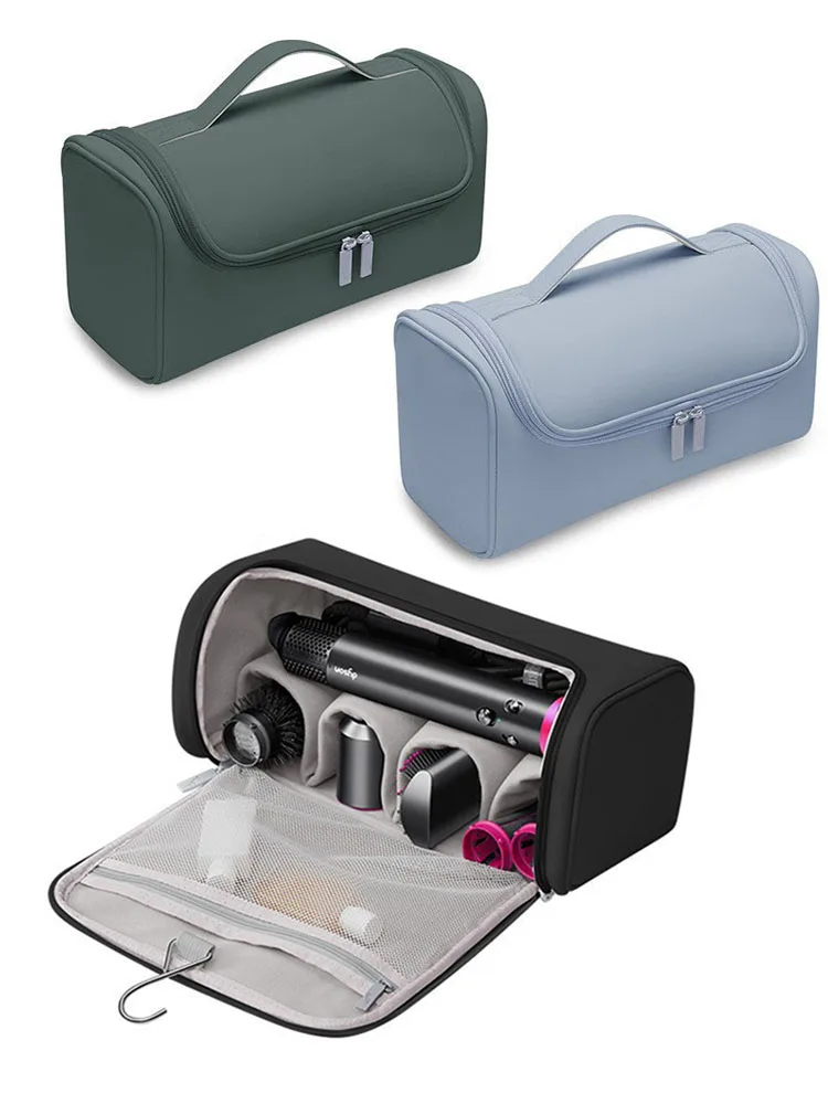 

Portable Hair Dryer Case Non-slip Large Capacity Hair Curler Organizer Hideable Hanging Hook Water proof Cosmetic Bag