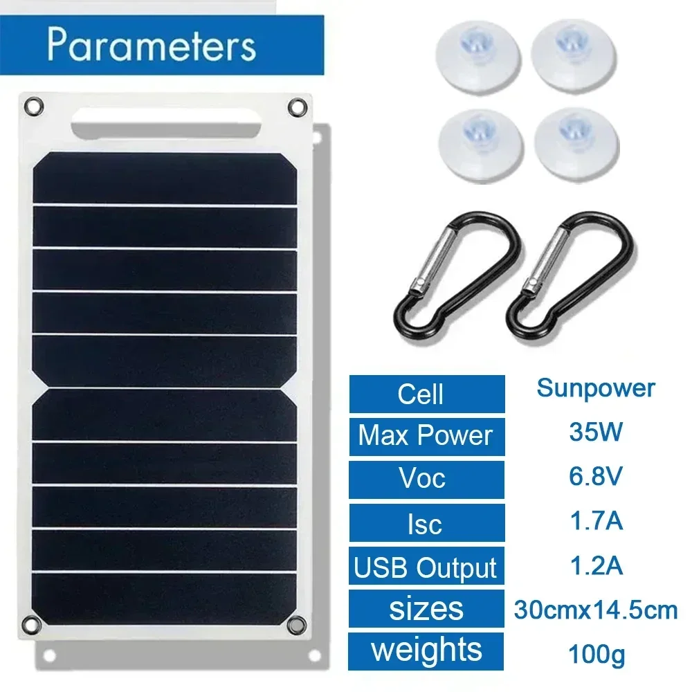 5V 35W Sunpower Portable Solar Panel With USB Safe Stabilize Charger 5
