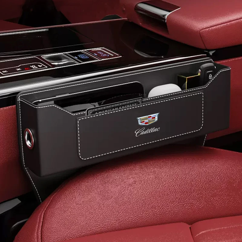 캐딜락 ATS CTS DTS STS SLS SLR XLR BLS 세비야 에스컬레이드 티뷰론 CT6용 자동차 시트 틈새 다용도 가죽 정리함