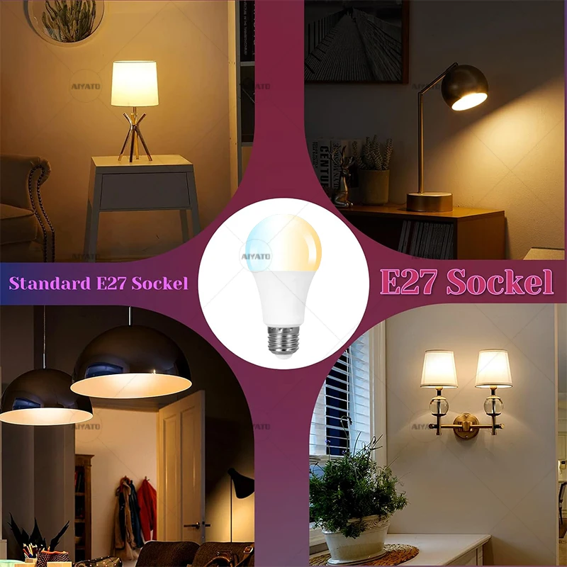 Tuya WIFI LED Smart Light Bulbs 2700-6500K Tunable White Dimmable Compatible with Alexa Google Home