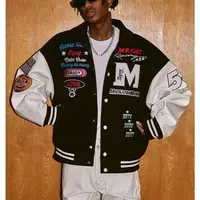 American High Street Embroidered Baseball Jacket | Retro Loose Fit Autumn & Winter Fashion for Men and Couples