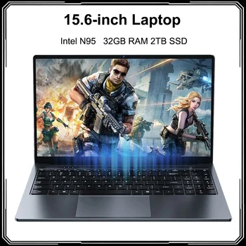 Laptop 15.6 Inch IPS Screen 32GB RAM 2TB SSD Intel N95 With GeForce MX 330 2G Business Netbook Windows 11 Gaming Office Notebook