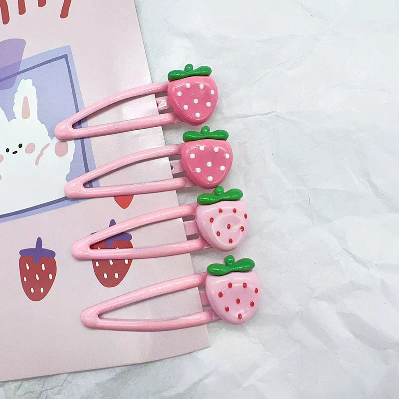 2 Stück süße süße Erdbeer-Haarnadel, schöne rosa Haarspangen für Mädchen, Pony-Clips, BB-Snap-Clip, Haar-Accessoires
