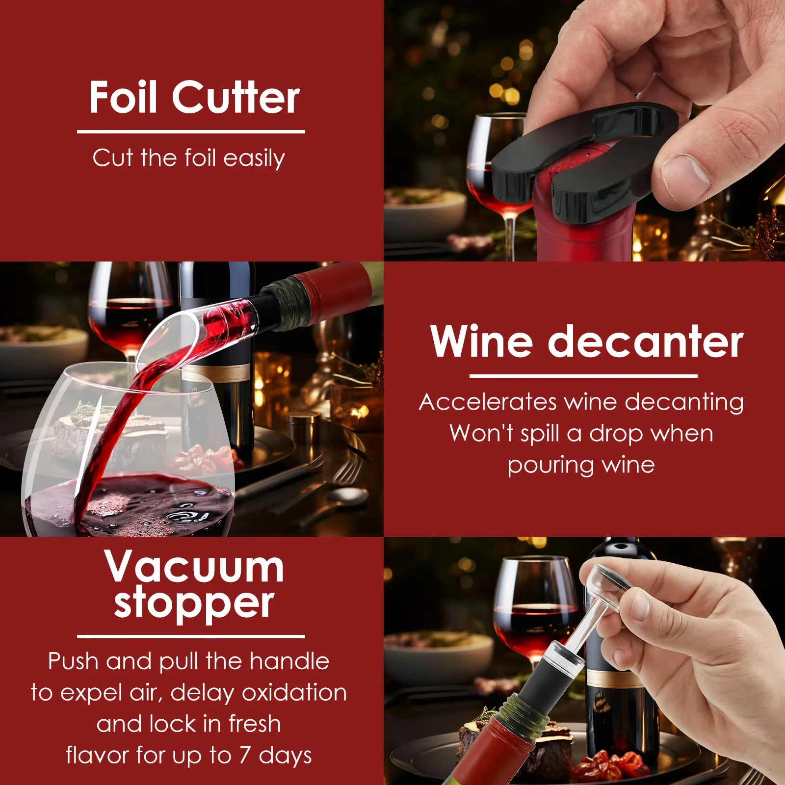 Automatic Electric Wine Openers Rechargeable Corkscrew Take Out Corks Opener with Wine Stopper Pourer Foil Cutter Bottle Openers