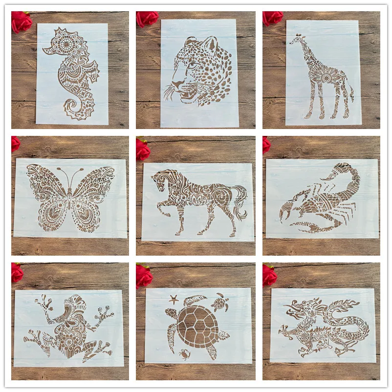 

A4 29 * 21cm DIY animal Stencils Painting Scrapbook Coloring Embossing Album Decorative Paper Card Template,wall.