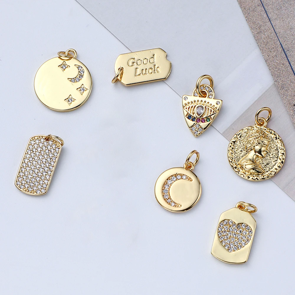 Jewelry Charms Alloy Heart Star Metal Charms for Jewelry Making Supplies Gold Color Angel Evil Blue Eye Pendant Design Diy for Earrings Necklace
