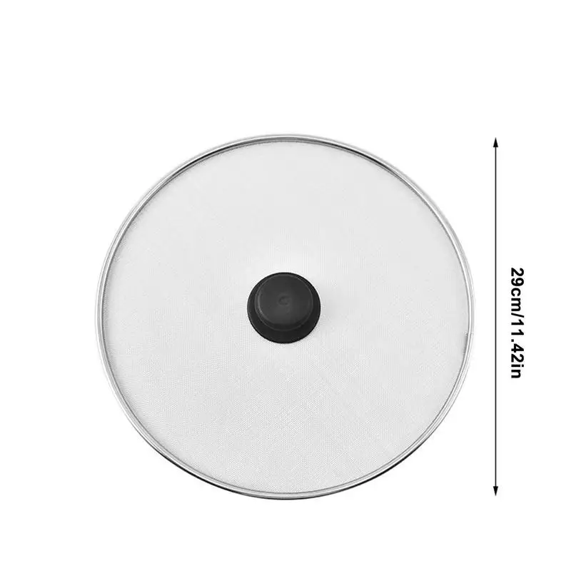 Oil Splatter Screen Anti-slip Stainless Steel Guard Frying Pan Oil Proofing Lid Kitchen Mesh Pot Filter Lid Cooking Tools 29cm