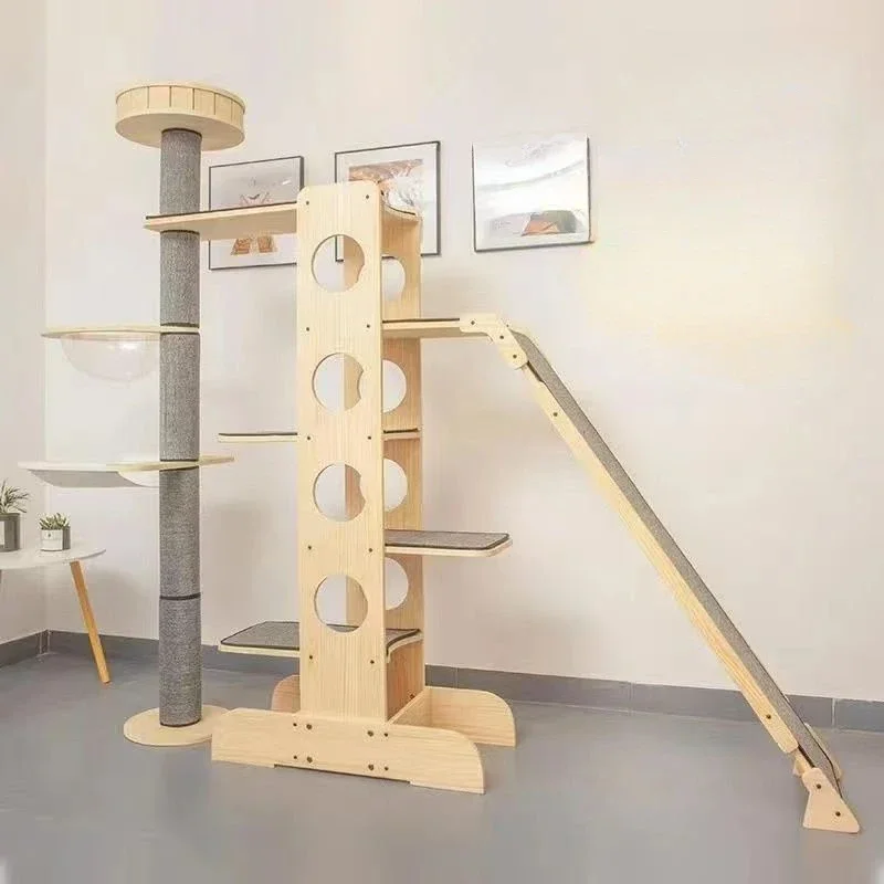 

Large Solid Wood Climbing Frame Nest Tree Deluxe Stand Multilayer Solid Wood Cat Scratching Board Cat Tower