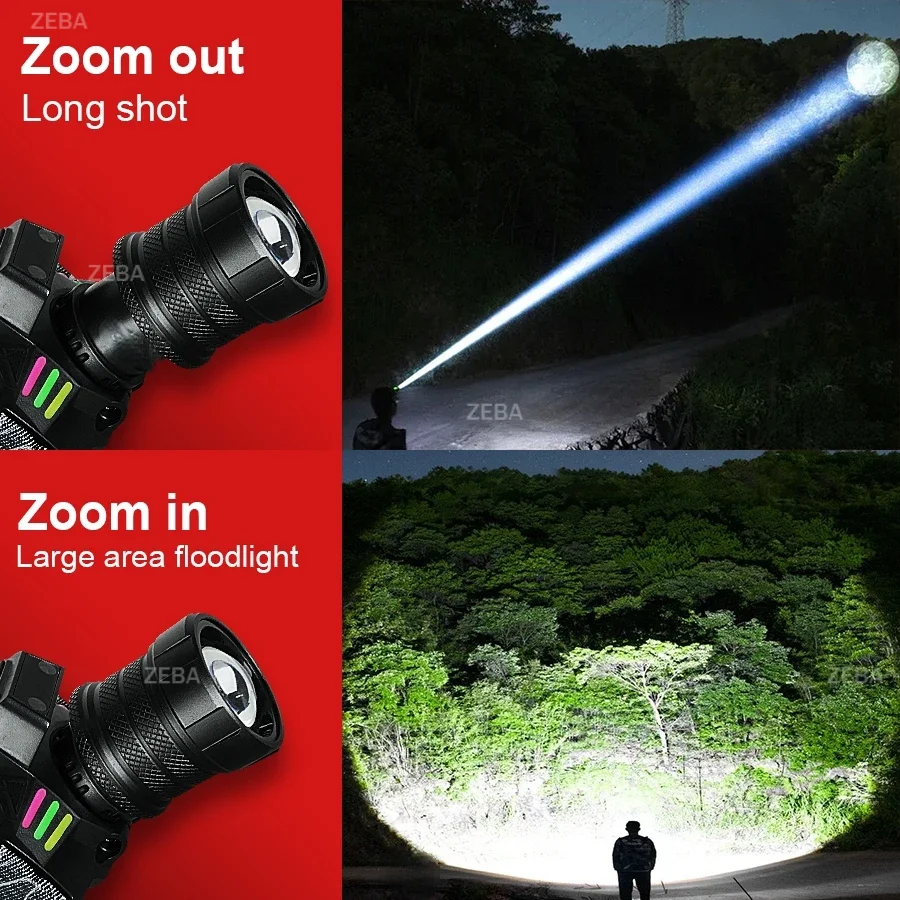 2026 강력한 2*800W LED 헤드램프 줌 가능 USB 충전식 고출력 헤드라이트 방수 출력 18650 초강력 헤드 토치