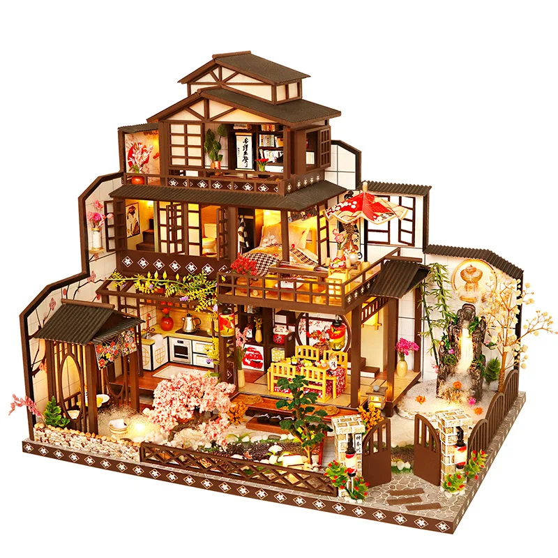 

DIY Dollhouse Miniature DIY Wooden Doll House Large Villa Garden House Furniture Building Kits Toys For Children Christmas Gifts