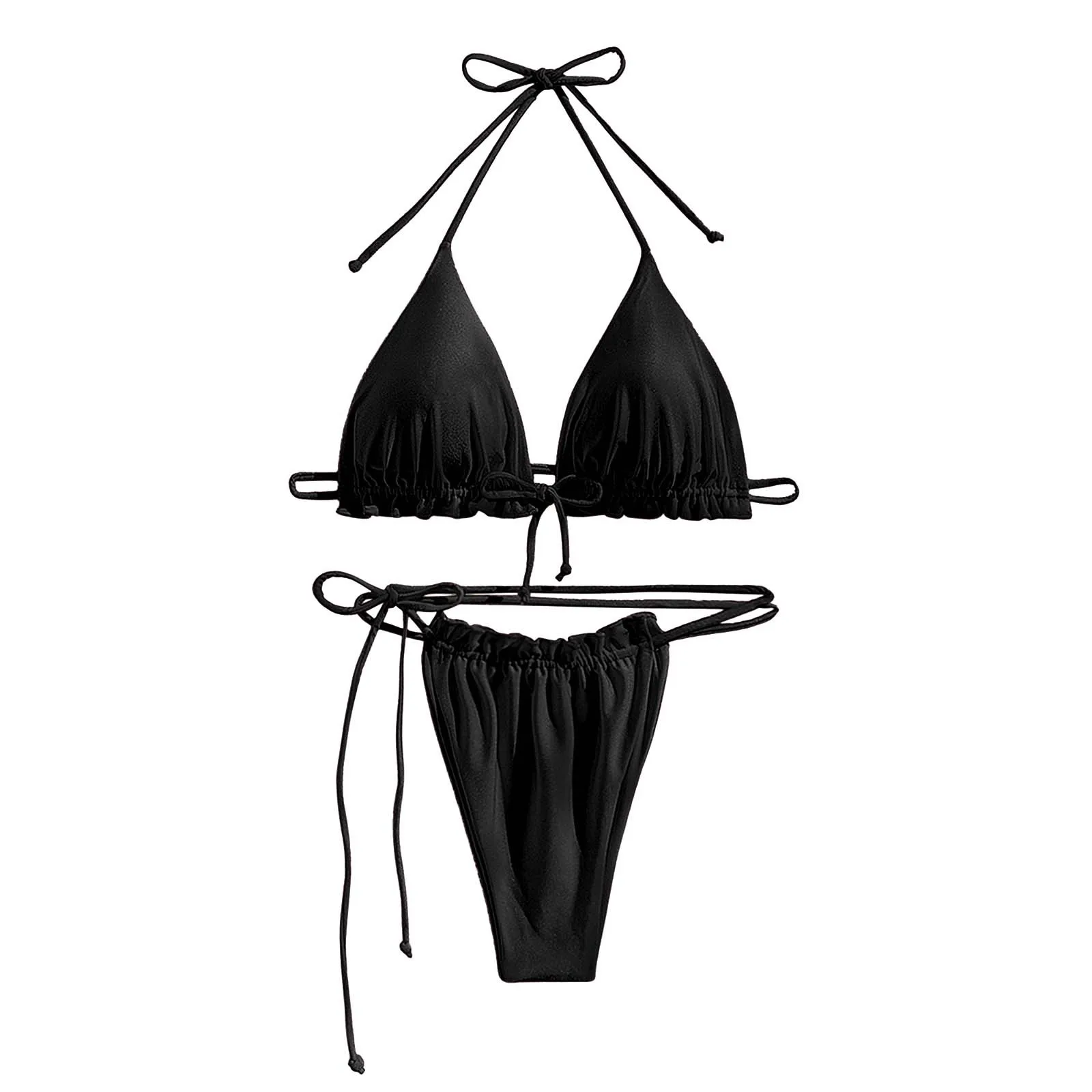 

Однотонное бикини, сексуальный раздельный купальник на бретелях, женский разноцветный женский купальный костюм, бикини с V-образным вырезом