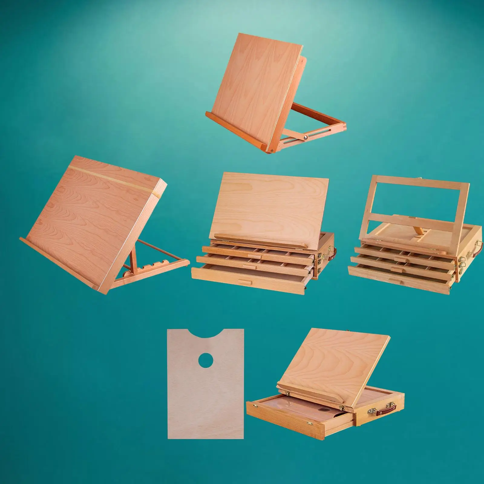Foldable Art Stand Wooden Desktop Easel Adjustable Beech Board Table Easel Craft Workstation for School Sketching Art Painting