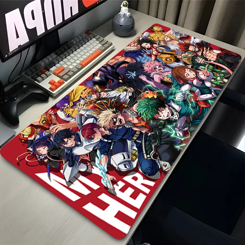 Mauspad Anime My Hero Academia Tastatur-Mauspad Groß XXL Computer-Gaming-Zubehör Schreibtischunterlage Gummi Rutschfeste Weiche Spielmatte
