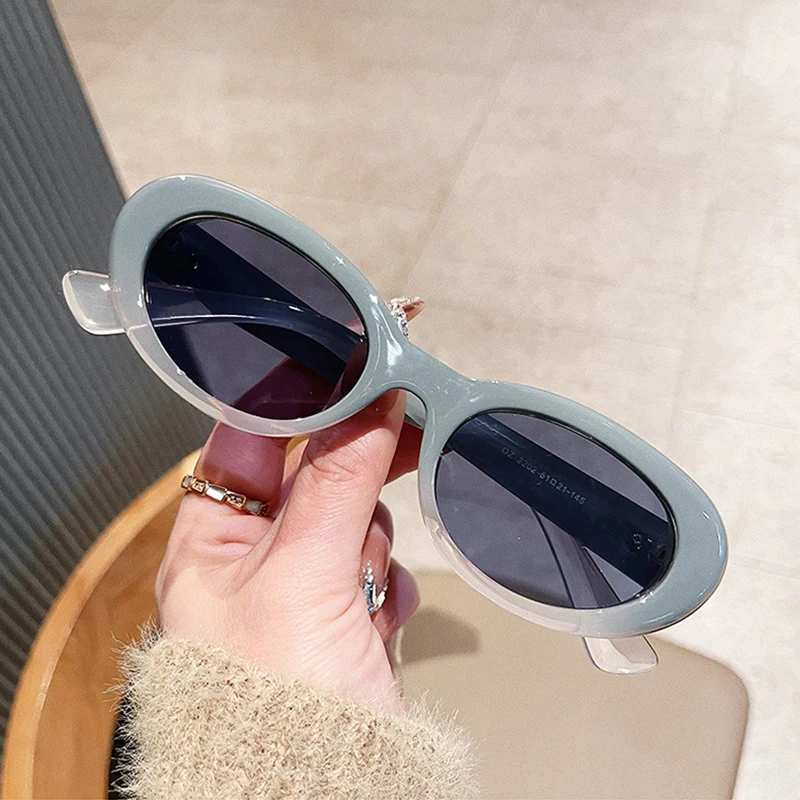 Popular Fashion Oval Sunglasses Women Retro Ellipsoid Decoration
