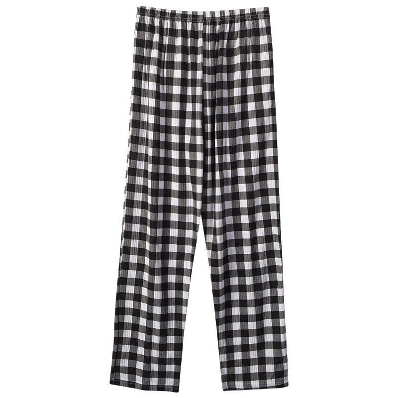 pajama pants Knitted Cotton Plaid Pants Pajamas for Men's Spring and Summer Long Trousers Home Pants Loose Plaid Air-conditioning Pants Men silk sleepwear