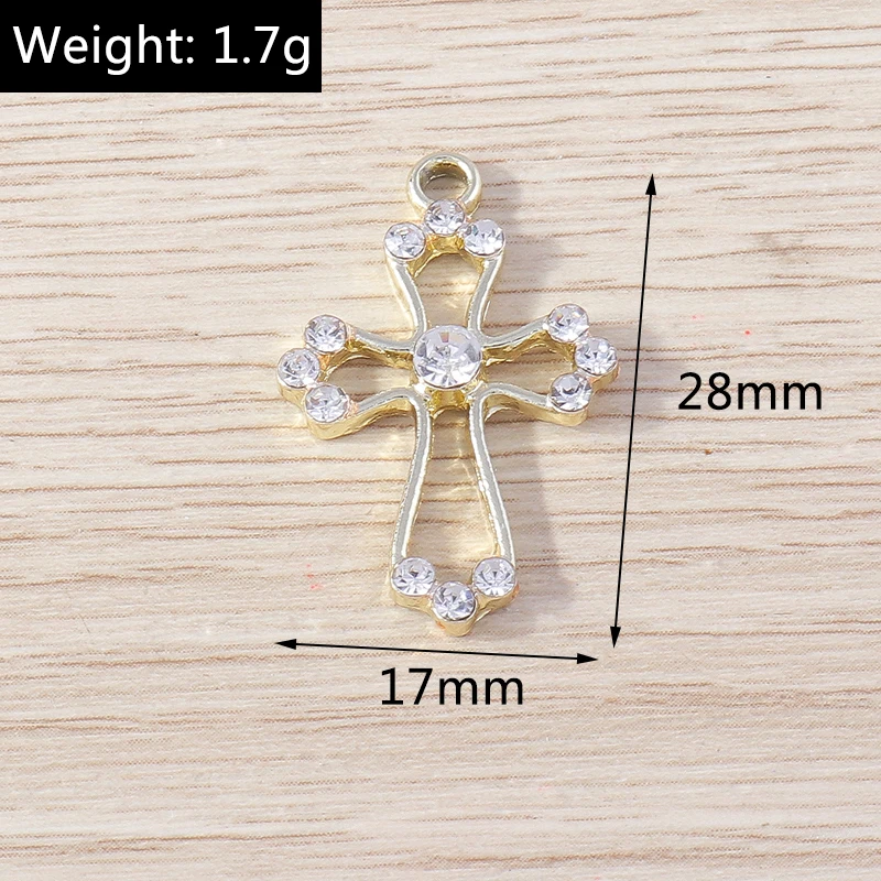 Tusember 10 Stück 18 x 31 mm gold-silberfarbene CZ-Kristall-Kreuz-Anhänger für Schmuckherstellung, Ohrringe, Halskette, DIY-Zubehör – Detail 23
